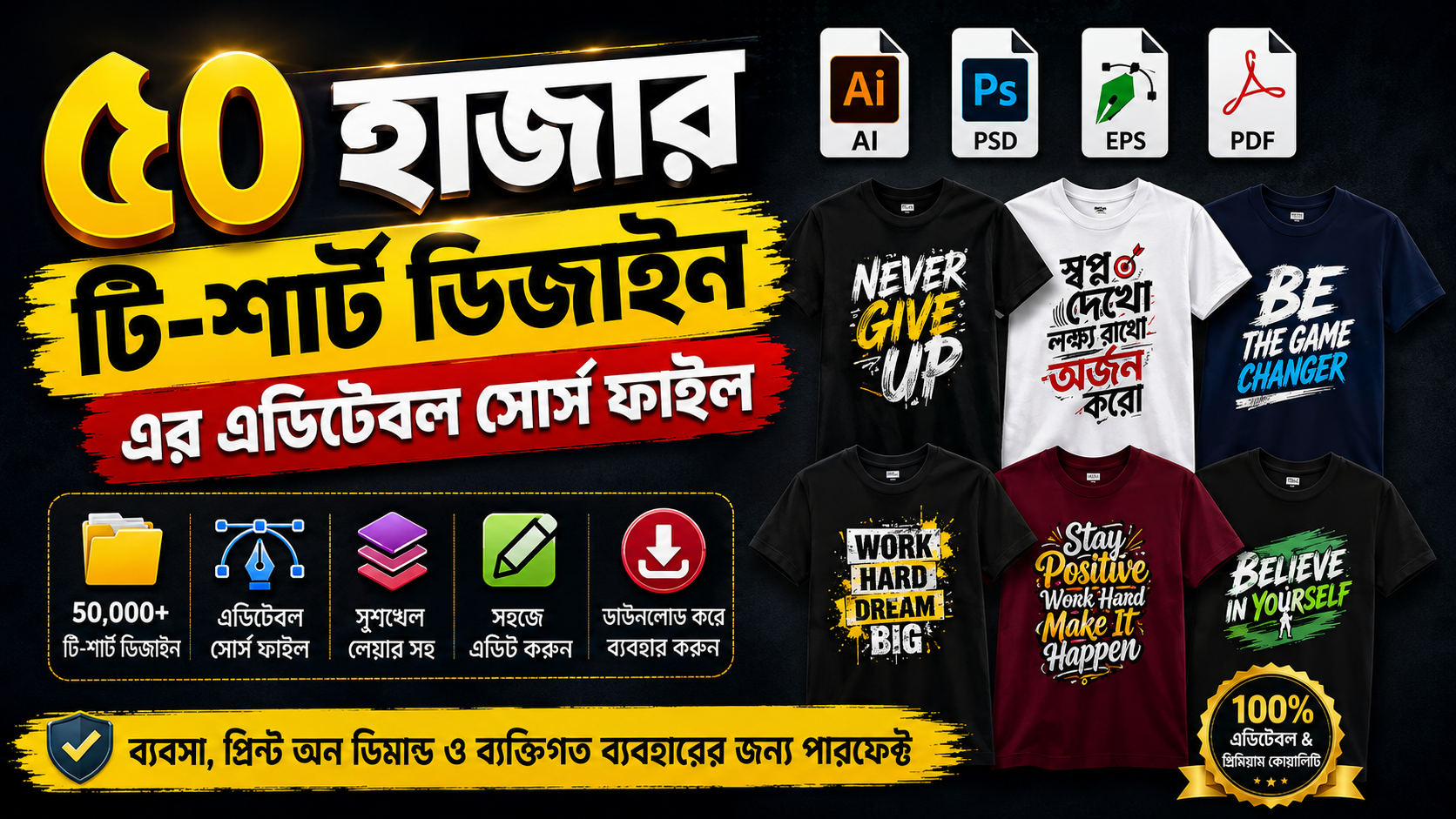 T Shirt Design PSD Template – Editable Photoshop T-Shirt Design